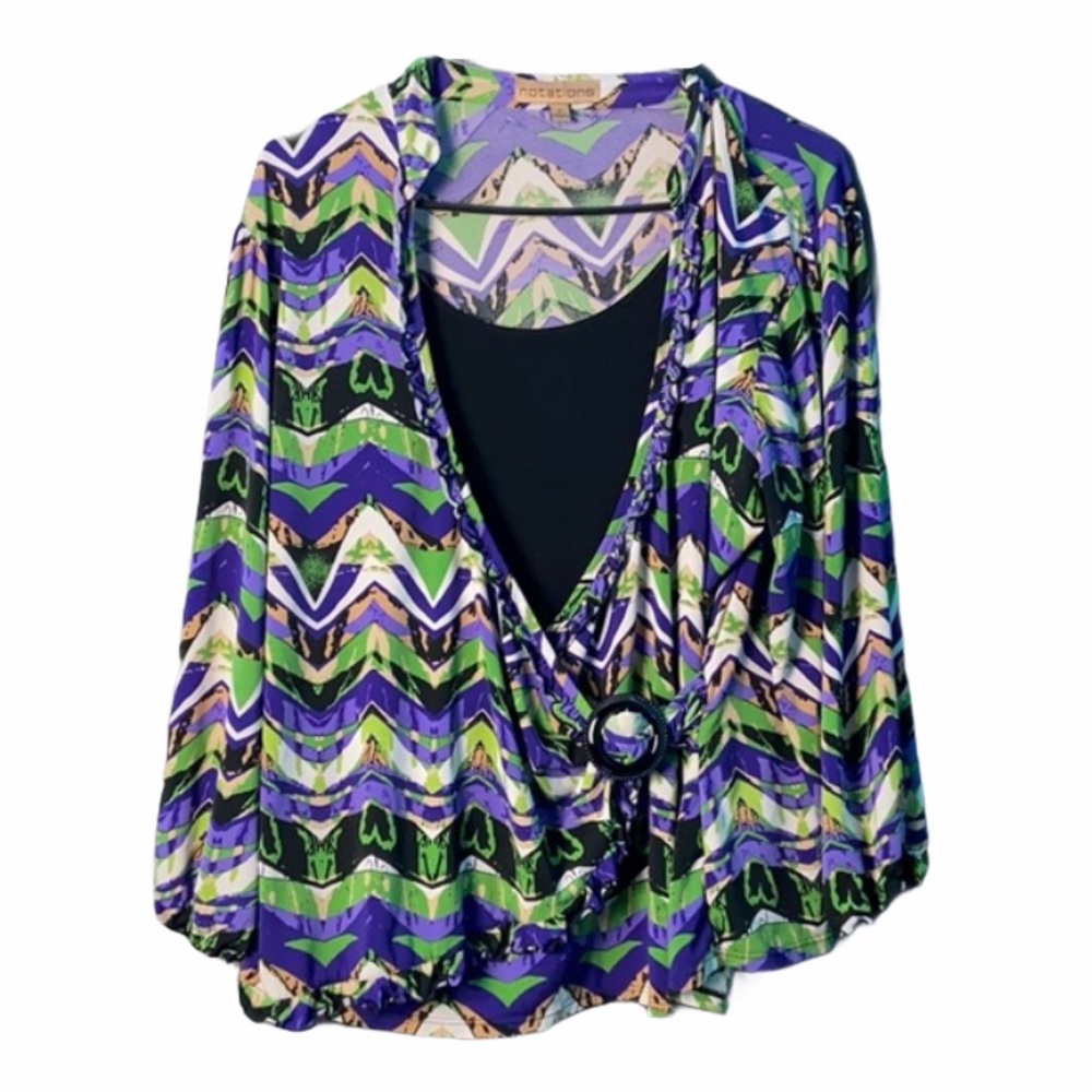 Notations Muti-Color Long-Sleeve Top, size XL